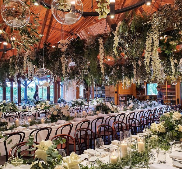 Once Upon a Time Floral Ceiling Installation. The Barn at Bendooley Estate
